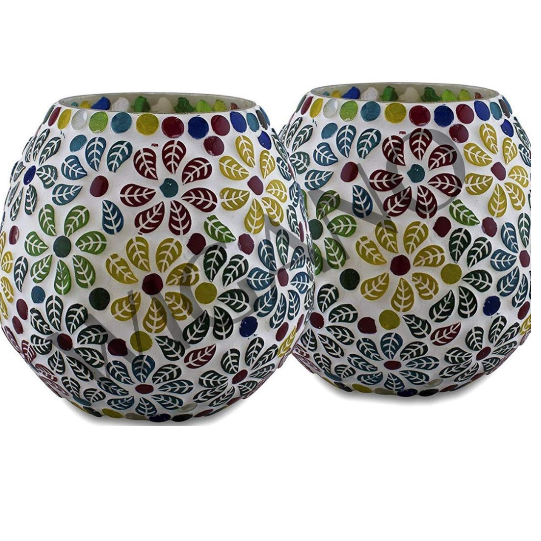 WIGANO Flower Tuffan Glass Decorative Tealight Candle Holder
